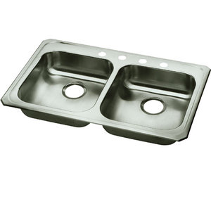 EGECR33214 Celebrity Stainless Steel Double Bowl Kitchen Sink - Stainless Steel