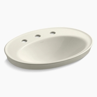  Serif Self Rimming Bathroom Sink - Biscuit