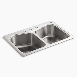 K3369-4-NA Staccato Stainless Steel Double Bowl Kitchen Sink - Stainless Steel