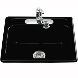 K5964-3-7 Mayfield White/Color Single Bowl Kitchen Sink - Black