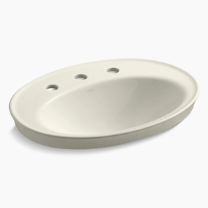 K2075-8-96 Serif Self Rimming Bathroom Sink - Biscuit