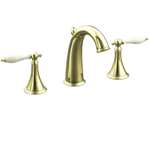 K310-4F-AF Finial Traditional 8'' Widespread Bathroom Faucet - Vibrant French Gold