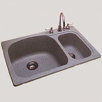  Classics White/Color Double Bowl Kitchen Sink - Gray Granite