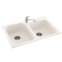  Classics White/Color Double Bowl Kitchen Sink - White