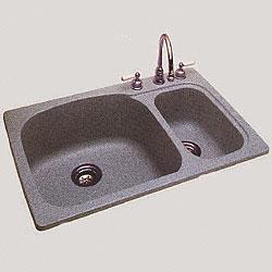 SKSLS3322GGR Classics White/Color Double Bowl Kitchen Sink - Gray Granite