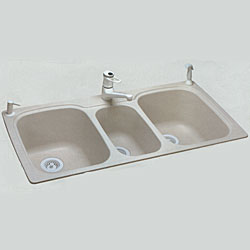 KSTB-4422 22 x 44 Swanstone® Dual Mount Triple Bowl Sink in White