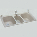 Swanstone SKSTB4422BO Bone Triple Bowl Kitchen Sink