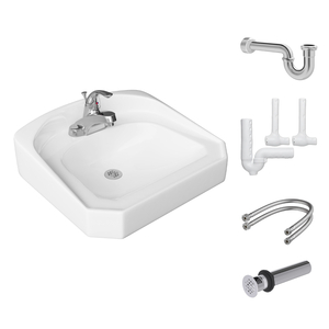 PFCOMM3C Wall Hung Bathroom Sink - White/Polished Chrome PFCOMM3C Wall Hung Bathroom Sink - White/Polished Chrome