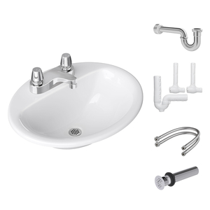 PFCOMM4C Self Rimming Bathroom Sink - White/Polished Chrome PFCOMM4C Self Rimming Bathroom Sink - White/Polished Chrome