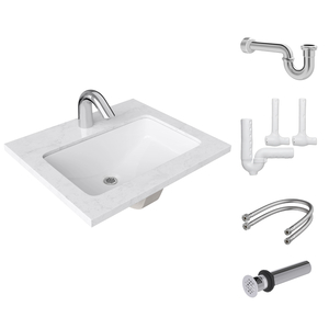 PFCOMM5C Undermount Style Bathroom Sink - White/Chrome PFCOMM5C Undermount Style Bathroom Sink - White/Chrome