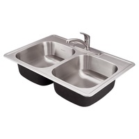  Colony Stainless Steel Double Bowl Kitchen Sink - Stainless Steel