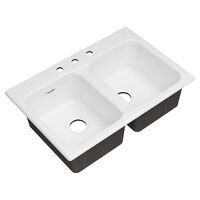  Quince White/Color Double Bowl - Cast Iron Kitchen Sink - Brilliant White