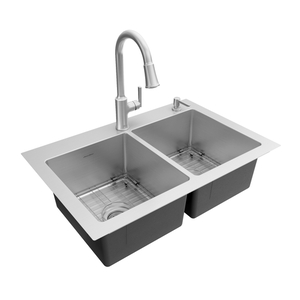 A18DB000132C2075 Raviv Stainless Steel Double Bowl Kitchen Sink - Stainless Steel