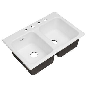 A77DB33224308 Quince White/Color Double Bowl - Cast Iron Kitchen Sink - Brilliant White