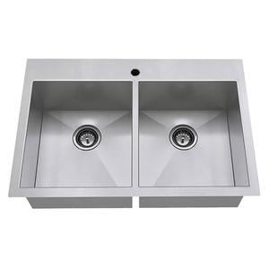 A18DB9332211075 Edgewater Stainless Steel Double Bowl Kitchen Sink - Stainless Steel