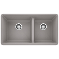  Precis White/Color Undermount - Double Bowl Kitchen Sink - Metallic Gray
