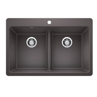  Liven White/Color Dual Mount Double Bowl Kitchen Sink - Cinder
