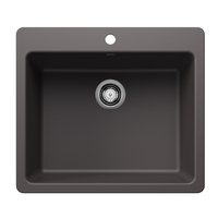 Liven White/Color Dual Mount Single Bowl Kitchen Sink - Cinder