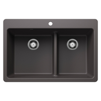  Liven White/Color Dual Mount Double Bowl Kitchen Sink - Cinder