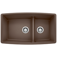  Performa White/Color Undermount - Double Bowl Kitchen Sink - Cafe Brown