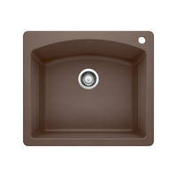  Diamond White/Color Dual Mount Single Bowl Kitchen Sink - Cafe Brown