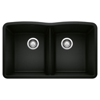  Diamond White/Color Undermount - Double Bowl Kitchen Sink - Coal Black