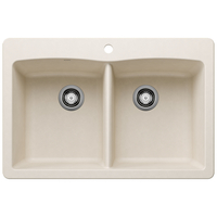  Diamond White/Color Dual Mount Double Bowl Kitchen Sink - Soft White