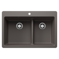  Liven White/Color Dual Mount Double Bowl Kitchen Sink - Volcano Gray