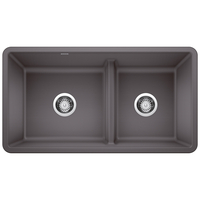  Precis White/Color Undermount - Double Bowl Kitchen Sink - Cinder