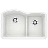  Diamond White/Color Undermount - Double Bowl Kitchen Sink - White