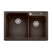  Grandis White/Color Dual Mount Double Bowl Kitchen Sink - Cafe Brown
