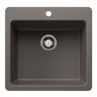  Liven White/Color Dual Mount Single Bowl Kitchen Sink - Volcano Gray