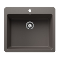  Liven White/Color Dual Mount Single Bowl Kitchen Sink - Volcano Gray