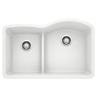  Diamond White/Color Undermount - Double Bowl Kitchen Sink - White