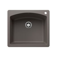  Diamond White/Color Dual Mount Single Bowl Kitchen Sink - Volcano Gray