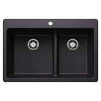  Liven White/Color Dual Mount Double Bowl Kitchen Sink - Coal Black