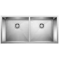  Precision Stainless Steel Undermount - Double Bowl Kitchen Sink - Polished Satin