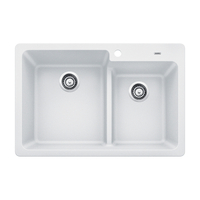  Grandis White/Color Dual Mount Double Bowl Kitchen Sink - White