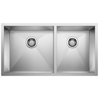  Precision Stainless Steel Undermount - Double Bowl Kitchen Sink - Polished Satin
