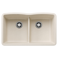  Diamond White/Color Undermount - Double Bowl Kitchen Sink - Soft White