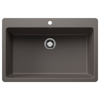  Liven White/Color Dual Mount Single Bowl Kitchen Sink - Volcano Gray