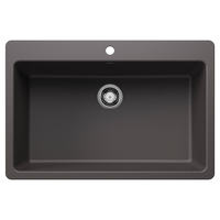  Liven White/Color Dual Mount Single Bowl Kitchen Sink - Cinder