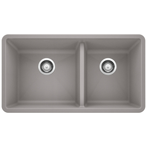 B441130 Precis White/Color Undermount - Double Bowl Kitchen Sink - Metallic Gray