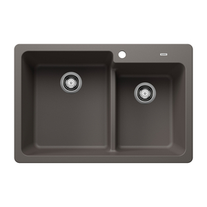 B443110 Grandis White/Color Dual Mount Double Bowl Kitchen Sink - Volcano Gray