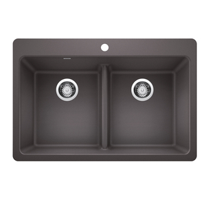 B443204 Liven White/Color Dual Mount Double Bowl Kitchen Sink - Cinder