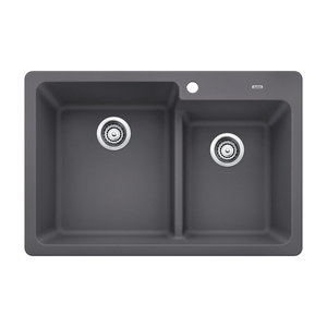 B442089 Grandis White/Color Dual Mount Double Bowl Kitchen Sink - Cinder