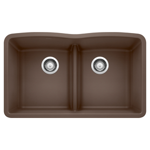 B442078 Diamond White/Color Undermount - Double Bowl Kitchen Sink - Cafe Brown