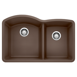 B440177 Diamond White/Color Undermount - Double Bowl Kitchen Sink - Cafe Brown