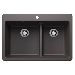 B443212 Liven White/Color Dual Mount Double Bowl Kitchen Sink - Cinder B443212 Liven White/Color Dual Mount Double Bowl Kitchen Sink - Cinder