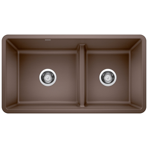 B442528 Precis White/Color Undermount - Double Bowl Kitchen Sink - Cafe Brown